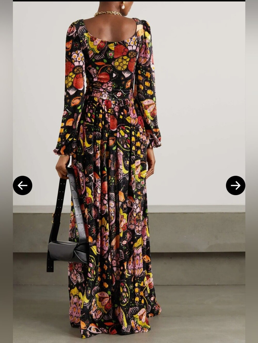 La DoubleJ Wanderlust Dress Eden Devore Velvet Black Orange Maxi‎ Dress Size XS - Picture 4 of 17
